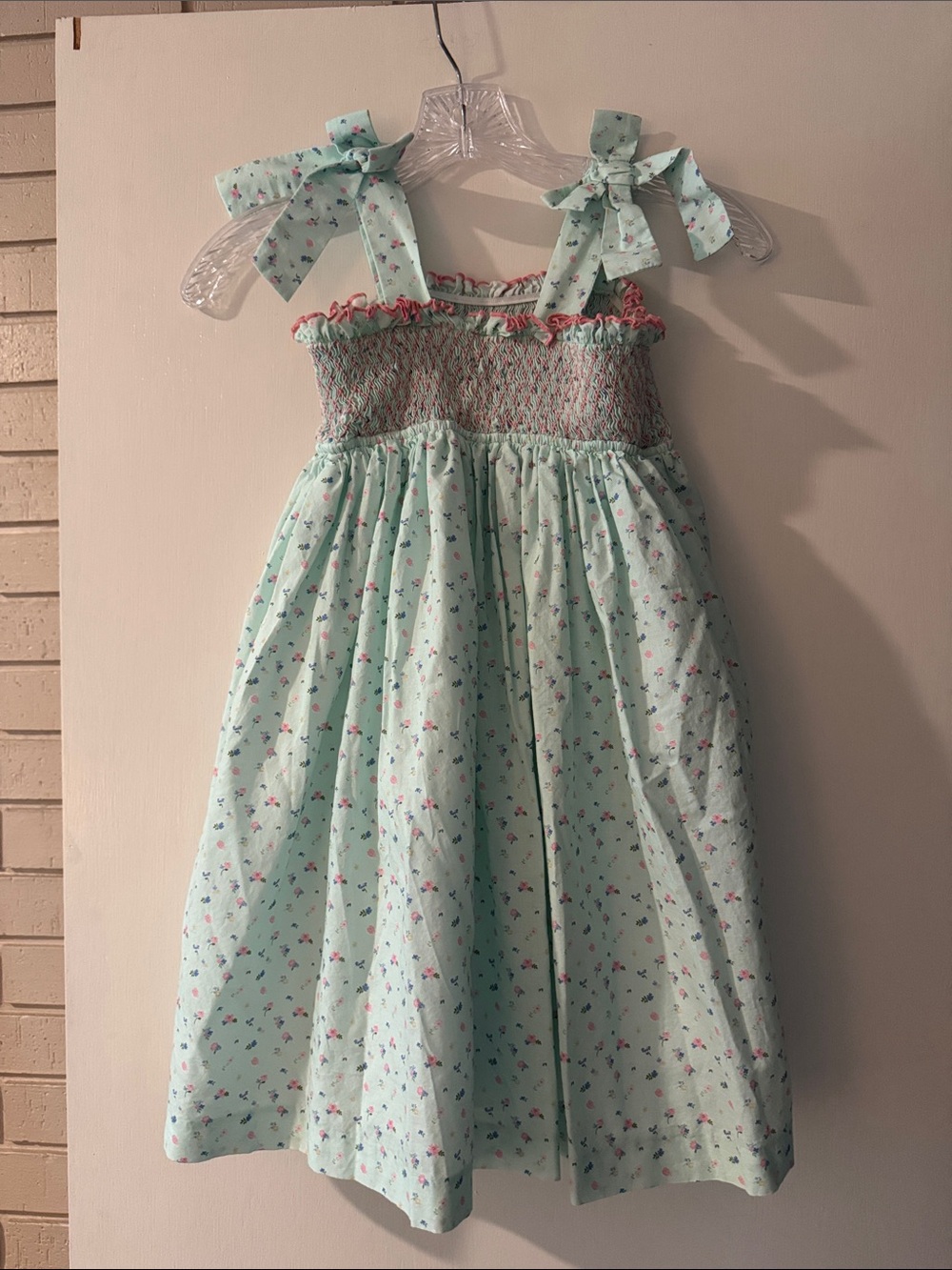 Edgehill Collection Mint Floral Smocked Tie-Strap Sundress